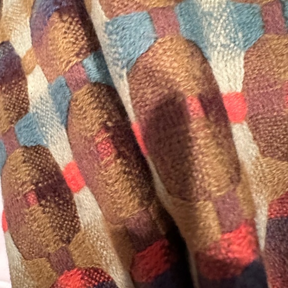 Scarf with multi colors , orange, lime green, brown and tan. 100% wool - Picture 2 of 4